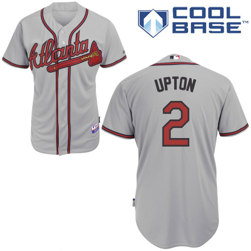 B-J Upton #2 MLB Jersey-Atlanta Braves Men's Authentic Road Gray Cool Base Baseball Jersey